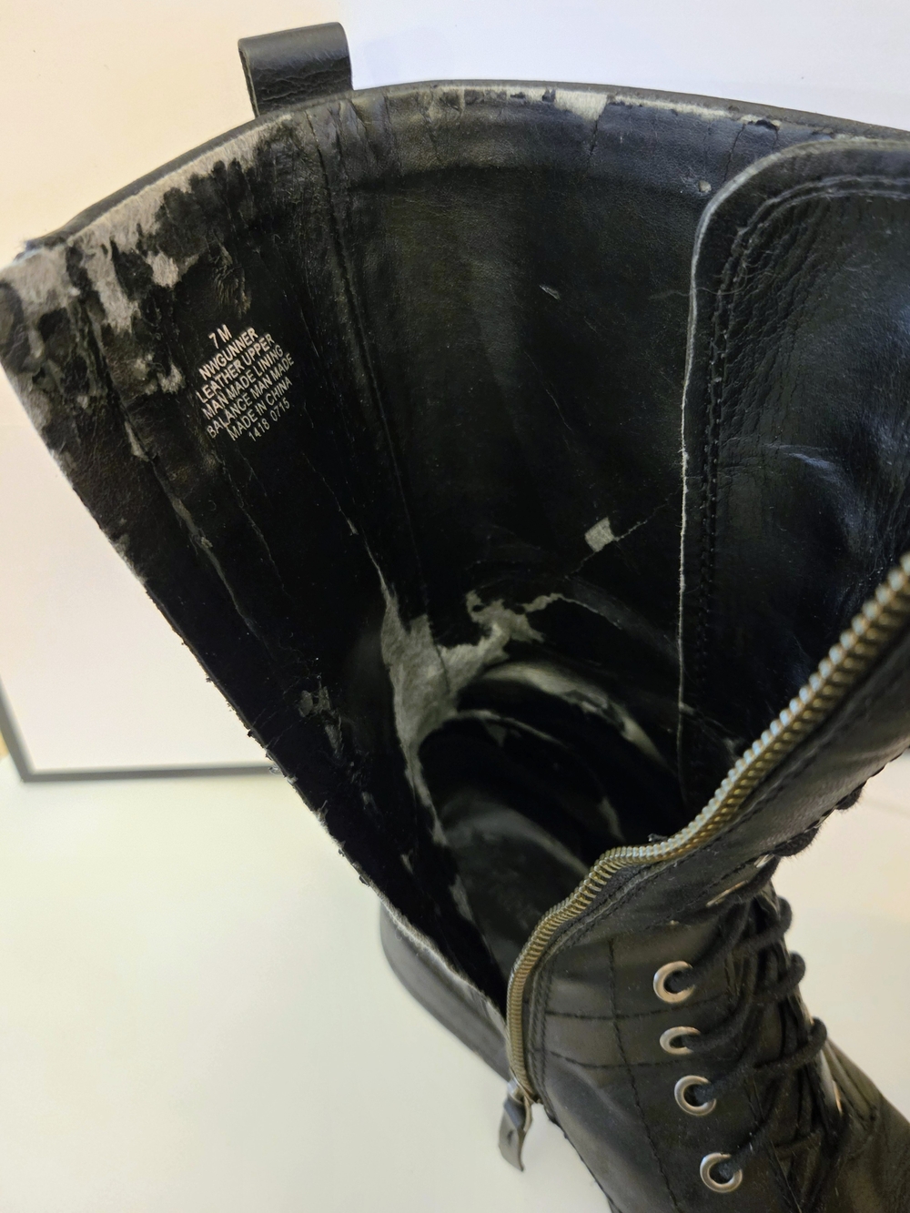 Nine West Black Combat Boots Lace-Up Black Leather Size 7 - Picture 8 of 9